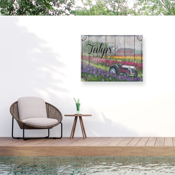 Marnie Bourque 'Tractoring Through The Tulips' Outdoor Canvas