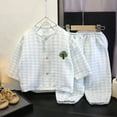 thumbnail image 2 of yillto Little Girls Cotton Pajamas Sets 2 Piece Plaid Button down Top and Sleepwear Pants Cute Outfits, 2 of 5