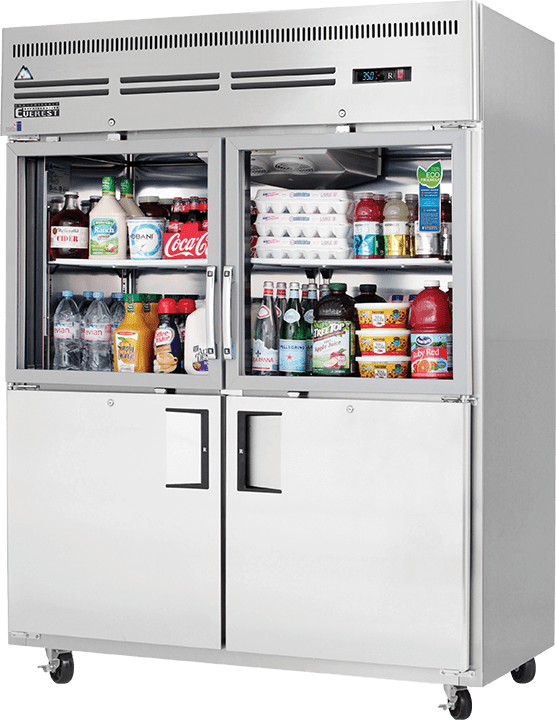 Everest Refrigeration EGSWH4 Reach-in Refrigerator 4 Solid and Glass Half Doors, 115v, NSF - 55 cu. ft.