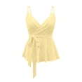 thumbnail image 4 of SGMVNU Women's Cute Sleeveless Peplum Tank Tops Sleeveless V Neck Crop Wrap Top Cute Summer Tie Front Camisole, Light Yellow, Size S, 4 of 6