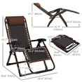 thumbnail image 3 of Outsunny Chaise Zéro Gravité avec Dossier Inclinable, Chaise Longue Pliante, Brun, 3 of 10
