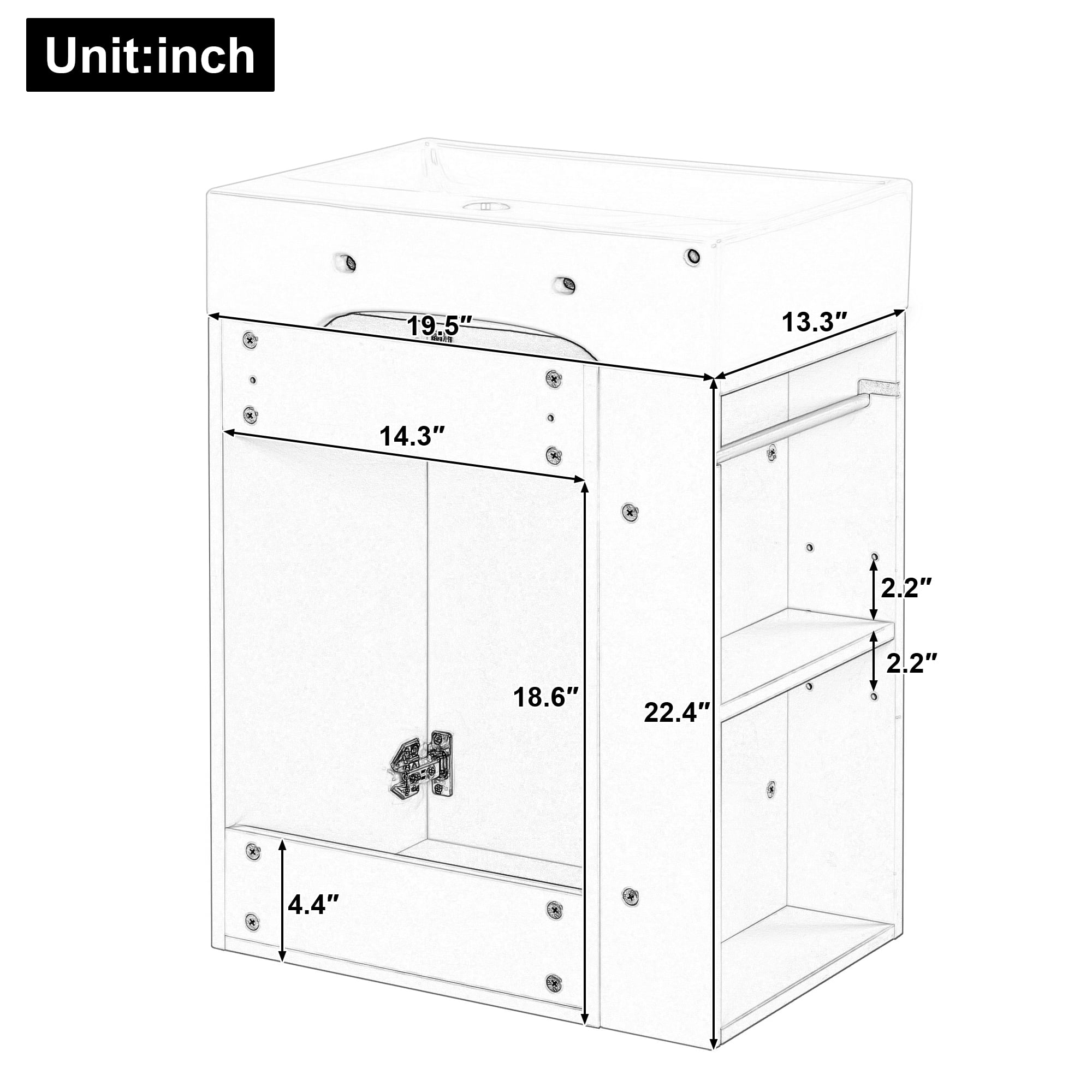 Harper & Bright Designs 20" Small Bathroom Vanity with Sink, Wall Bathroom Cabinet with Side Storage Shelves, Single Sink Bathroom Vanity with Towel Bar, Green