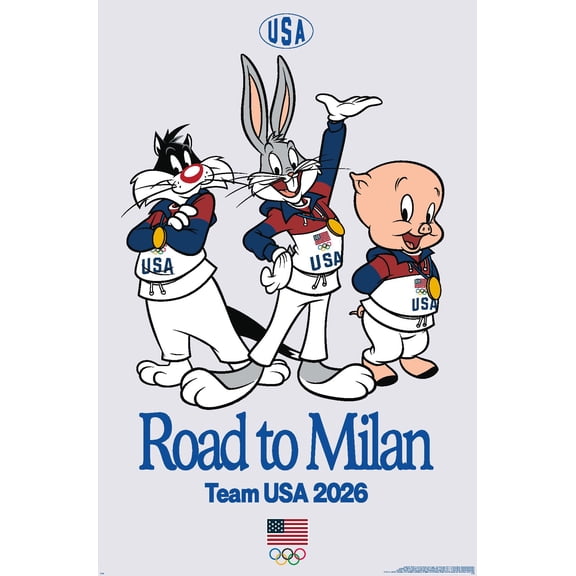 Looney Tunes x Team USA - Road to Milan 2026 Wall Poster, 22.375" x 34"