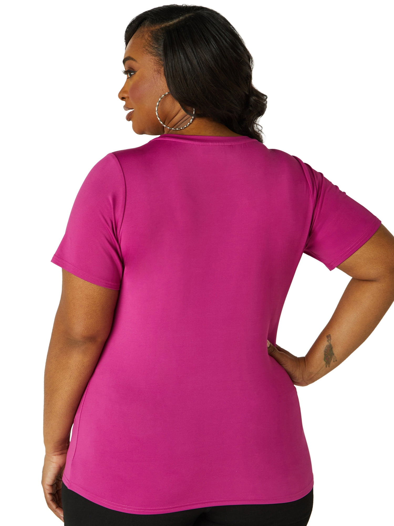 Ashley Stewart Women's Plus Flower Applique T-Shirt, Sizes 10/12-26/28