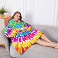 thumbnail image 5 of Oversized Wearable Blanket Hoodie,Colorful Rainbow Tie Dye Spiral Pattern Sherpa Blanket Hoodie with Super Pockets,Super Warm Fuzzy Pullover for Women & Men, 5 of 6