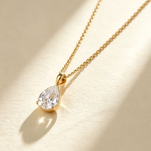 Raqdennia 18K Gold Plated Teardrop Pendant Necklace with Simulated Diamonds Daily Wear Jewelry Gift on Birthday Anniversary Christmas Valentines’ Day Mother’s Day