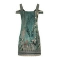 thumbnail image 5 of up to 60% off Gifts Usmixi Formal Dresses for Women Fashion Cold Shoulder Strap Tunic Tshirt Short Dresses V-Neck Short Sleeve Floral Print Summer Mini Dress Green s, 5 of 5