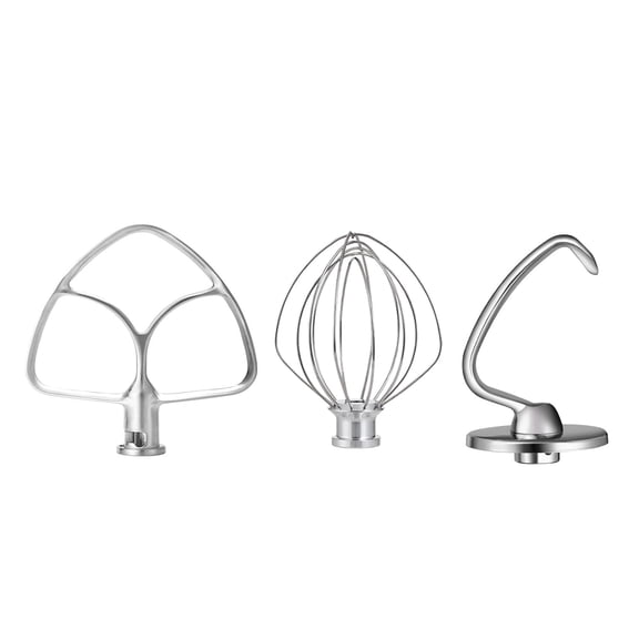 Stainless Steel 3-Piece Mixer Set: Wire Whip, Flat Beater & Dough Hook for KitchenAid Tilt-Head 5QT