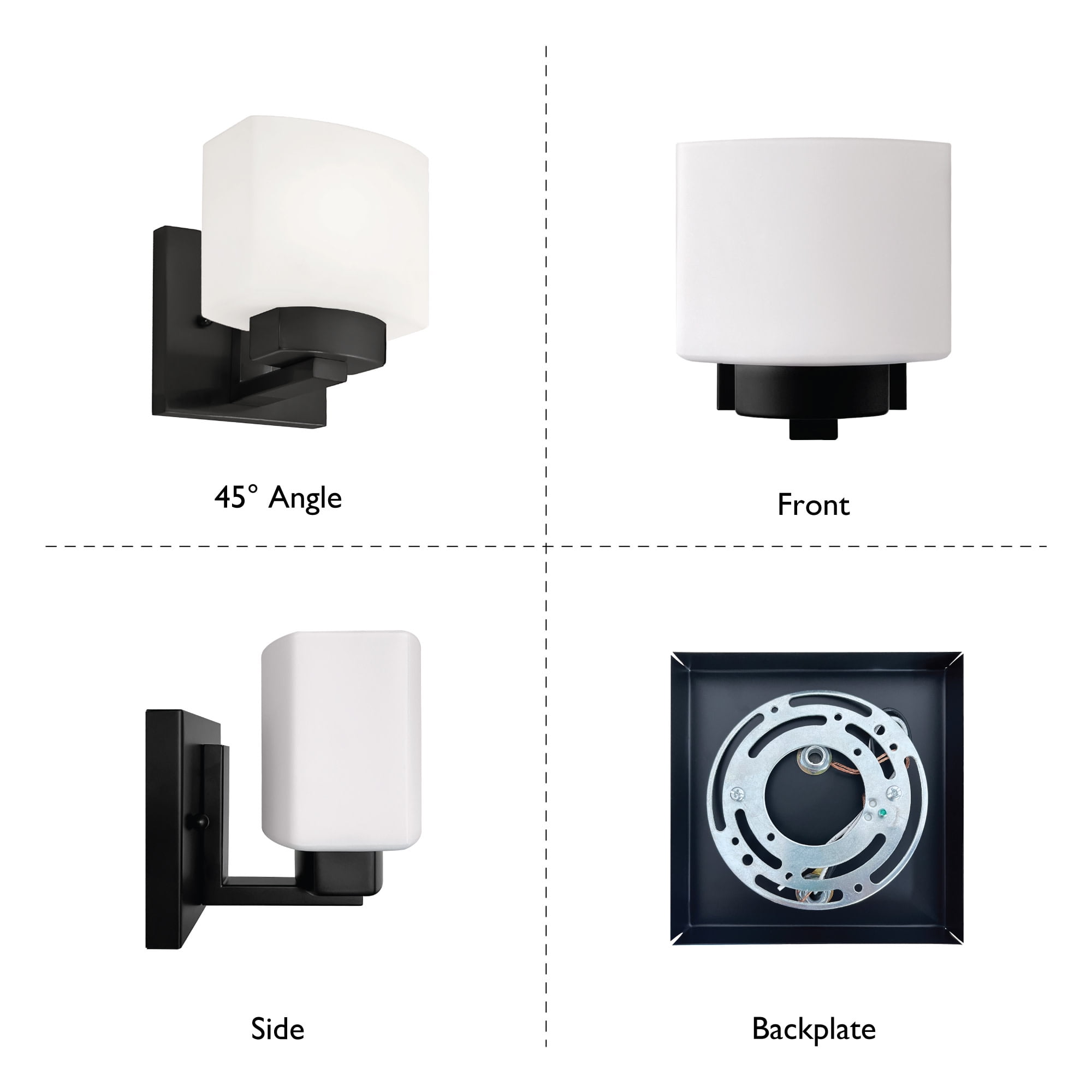 Design House Dove Creek 1-Light Dimmable Wall Light with Frosted Glass, Matte Black