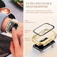thumbnail image 4 of [2 Pack] Bling Screen Protector Case for Apple Watch 44mm Series 6 5 4 SE, Women Glitter Full Protective Clear Hard PC Cover Compatible with iWatch Series 6/5/4/SE 44 mm Accessories, Clear+Gold, 4 of 5
