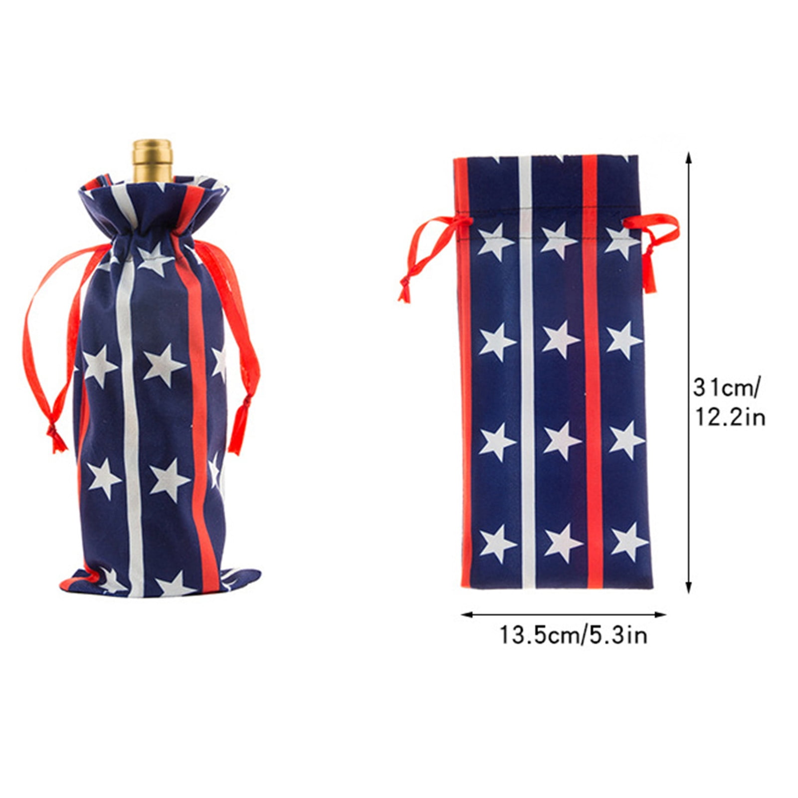 Qaailabf Patriotic American Flag Wine Bottle Cover Bag