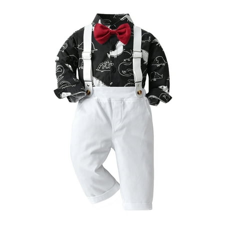 

Fsqjgq Boys Pajama Sets Babies Boy Toddler Boys Long Sleeve Cartoon Dinosaur Prints T Shirt Tops Pants Child Kids Gentleman Outfits Clothes 12 Baby Layette Set Black 120