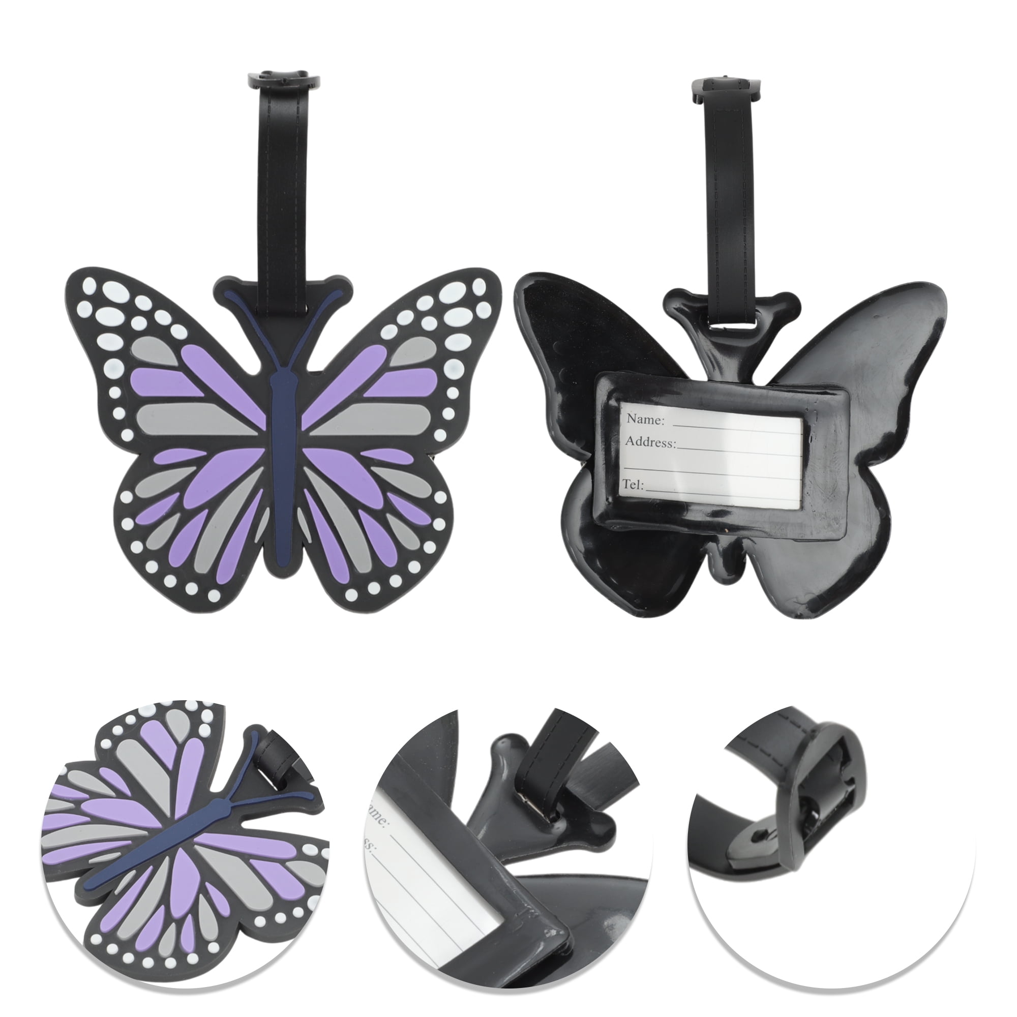 Unique Bargains 1 Pc Butterfly Luggage Tag for Travelling Purple