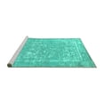 thumbnail image 2 of Ahgly Company Machine Washable Indoor Round Oriental Turquoise Blue Industrial Area Rugs, 5' Round, 2 of 4