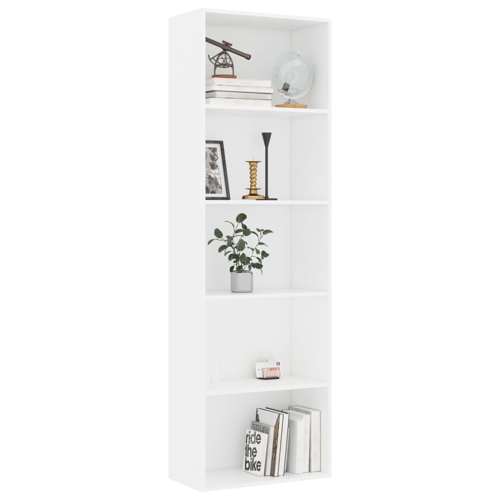 Kepooman 23" Book Cabinet, 5-layer Floor Cabinet for Home, Side Corner Storage Cabinet for Living Room, White