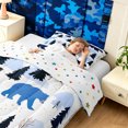 thumbnail image 4 of Manfei Forest Bear Twin Comforter Sets, Waterclor Rustic Animal Bedding Set, White Navy, Polkadot Reversible, 2 Pieces, 1 Comforter and 1 Pillowcase, 4 of 7