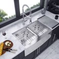 thumbnail image 2 of Rainlex 36"x20"x9"，Farmhouse Apron Double Bowl Stainless Steel Kitchen Sink，Include 5 Accessories, 2 of 3