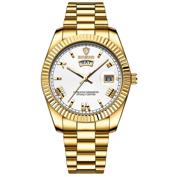 Resicozy Men's Watch Business Stainless Wrist Watches with Date and Day Easy to Fashion Quartz Watch for Men White