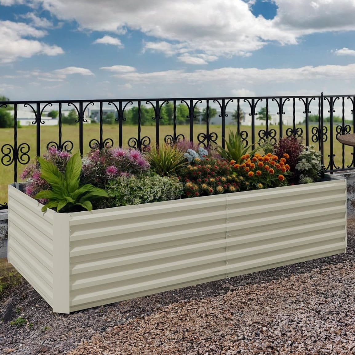 WildBreak Steel Raised Garden Bed 2 Pack, 6 x 3 x 2 ft, Metal Deep Root Planter Box, Beige