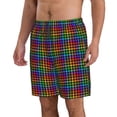 thumbnail image 2 of Sikiie Rainbow Houndstooth Print Men's Beach Shorts, High Elastic Quick-drying Shorts - with Drawstring and Slip Pockets, Suitable for Beach, Sports, Vacation-Large, 2 of 6