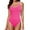 Pink, variant on DOKOTOO Women's One Piece Swimsuit Tummy Control High Cut Bathing Suit Ribbed Round Neck Sporty Swimwear