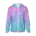 thumbnail image 2 of Uemuo Multicolor Glitter Pattern Women's Full Zip UPF 50+ Sun Protection Hoodie Jacket Long Sleeve Sun Shirt Hiking Outdoor Performance with Pockets-Large, 2 of 9