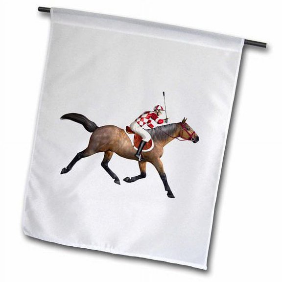 3dRose, Racing Horse and Jockey from The Side, 18 x 27 inch Garden Flag