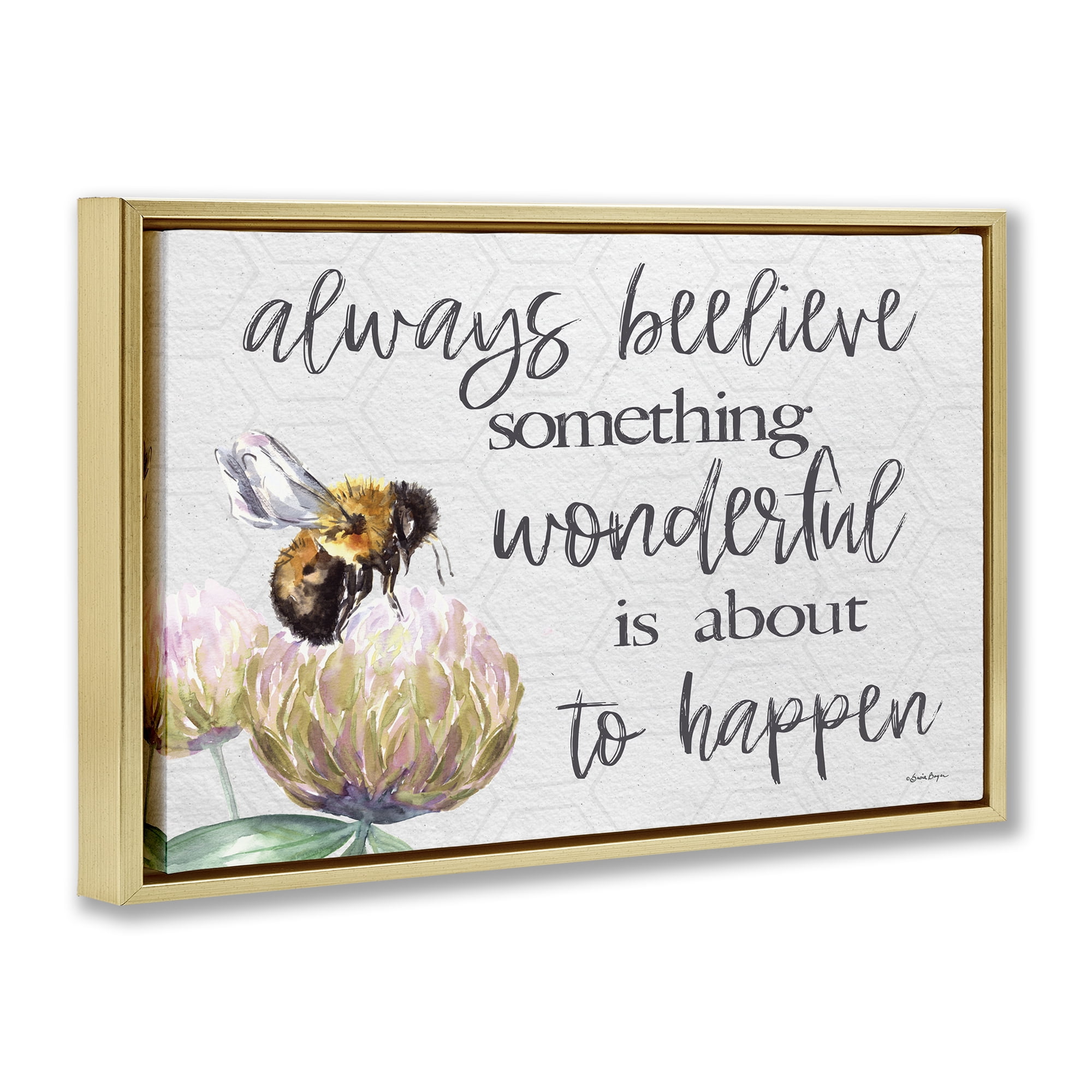 Stupell Industries Always Believe Something Wonderful Gold Framed Floater Canvas Wall Art, design by Susie Boyer