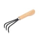 thumbnail image 2 of Rastrillo de mano para jardín, miniherramienta portátil de 3 puntas con mango de madera pequeño, cultivador manual para Marrón claro, 2 of 8