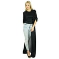 thumbnail image 4 of Bimba Women Long Black Georgette Shrug Sheer Cover Up Drape, 4 of 9