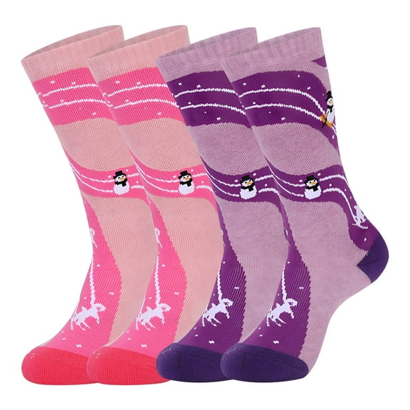 TELOLY 2 Pair Merino Wool Ski Socks Kids, Knee-high Warm Thermal Snowboard Skating Socks for Boys Girls Toddler