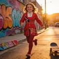thumbnail image 6 of Red Wonderland Costume Set Plaid Skirt Jacket Pants Outfit 3-Piece Halloween Fancy Dress Party Cosplay Costumes, 6 of 7