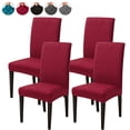 thumbnail image 1 of 4Pcs Chair Covers Stretch Dining Chair Slipcover Removable Chair Protector for Dining Room, Hotel, Ceremony, Machine Washable Small square Jacquard Knitted Fabric, 1 of 7