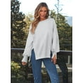 thumbnail image 2 of TEMOFON Womens Oversized Sweatshirt Casual Long Sleeve Crewneck Lightweight Pullover Tops Loose Sweatshirts GRAY, 2 of 5