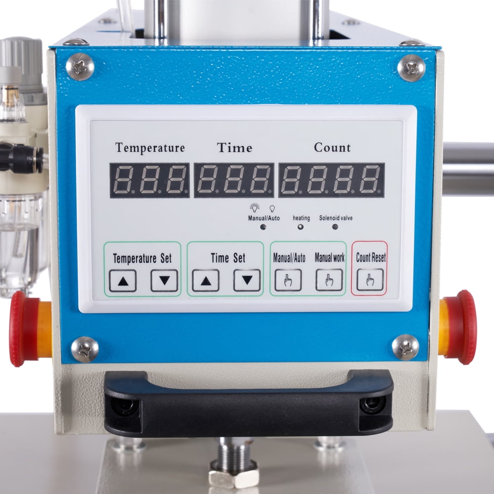 Pneumatic Up Sliding Dual Platen Heat Press Machine with Infrared Positioning, 16" x 24" Heat Plate, White + Blue