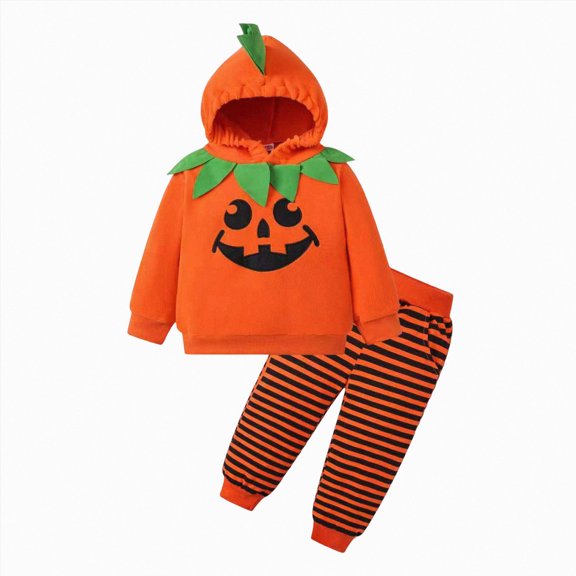 YDFCWXW Boys Colorblock Hooded Pullover and Pants 2-Piece Set Fall Winter Outfit Long Sleeve Sweatshirt with Joggers for Kids (Orange, 4-5 Years)