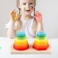 thumbnail image 4 of TISHITA Montessori Geometric Stacker Development Sorting Building Blocks Puzzle Stacking 2 towers, 4 of 8