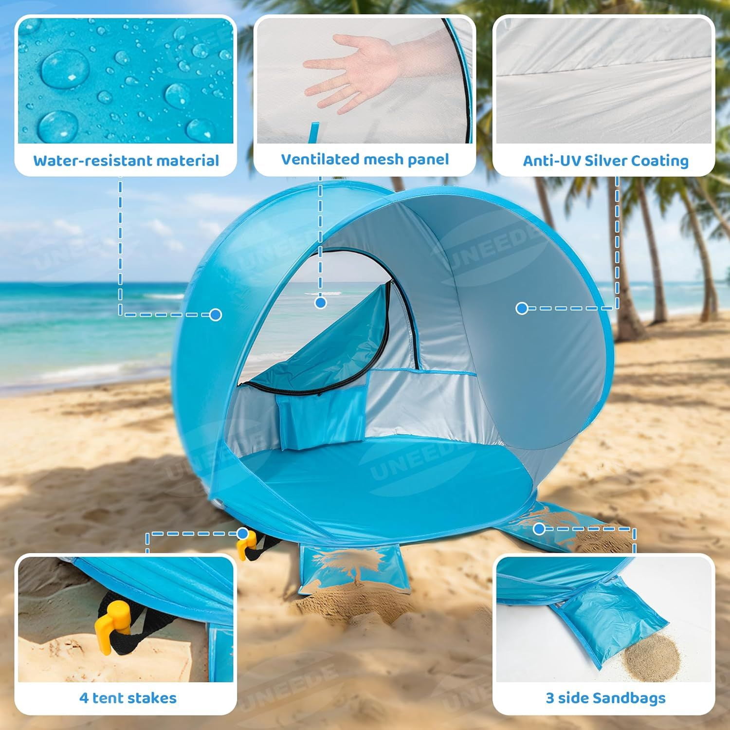 Baby Beach Tent Pop Up Baby Tent with UV Protection, Portable Infant Shade Canopy, Must-Have Beach Baby Essentials