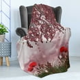thumbnail image 4 of Poppy Flower Soft Flannel Fleece Throw Blanket, Dream Garden with Poppies Full Moon Floral Tree Branches Fairy Tale Paradise, Cozy Plush for Indoor and Outdoor Use, 50" x 70", Mauve Red, by Ambesonne, 4 of 5