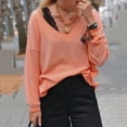 thumbnail image 2 of QLEICOM Women Plus Size Long Sleeve V Neck T Shirts Basic Tee Tops Summer Solid Pullover Blouse Tops Orange 4XL, US Size:16, 2 of 6