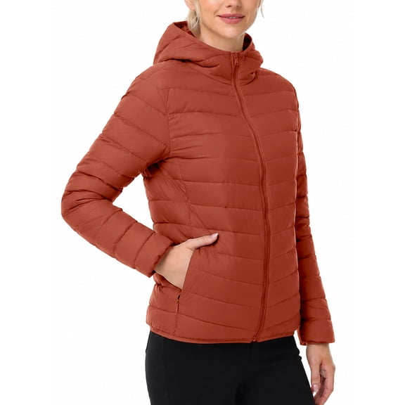 TRYSIL Women's Lightweight Puffer Down Layering Jacket Hooded Ultralight Full-Zip Packable Quilted Winter Warm Outdoor Coat,Size(S-2XL)