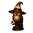thumbnail image 2 of Diceymbol Halloween Witch Owl Night Light, Acrylic 2D Stained Glass Style LED Table Lamp for Desk, Bedroom, Shelf and Fall Decor, 6 inch, 2 of 8