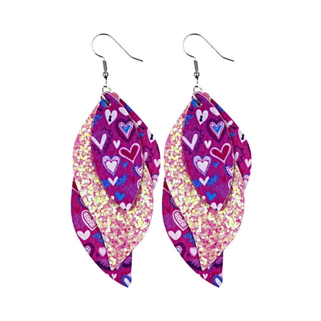 Pendientes para mujer, regalos para mujer, pendientes de San Valentín, pendientes con estampado de corazón y labios rojos de doble cara, pendientes de moda.