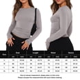 thumbnail image 2 of Blusas Y2K Top corto de cuello redondo para mujer, jersey de manga larga, camiseta básica ajustada para mujer Kuymtek Gris L para Mujer, 2 of 7
