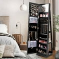 thumbnail image 4 of Costway 360° Rotatable Jewelry Cabinet Armoire 2-in-1 Lockable Mirrored Black, 4 of 9
