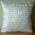 thumbnail image 4 of Pillow Cover, Ivory Accent Pillow, Ribbon Art Work Textured Pillow Cover, Pillow Cover 20x20 inch (50x50 cm), Geometric Pillow Cover, Square Silk Pillow, Modern, Solid - Vintage World, 4 of 4