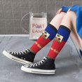 thumbnail image 7 of Women's Knee High Socks Haitian Flag Pattern Thermal Soft Knee Long Socks, 7 of 7