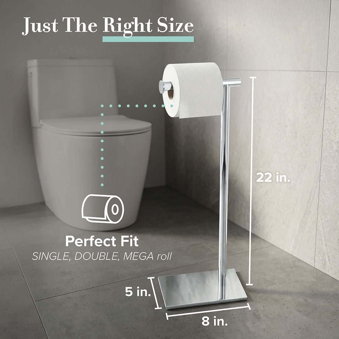 Gatco 1431C Square Freestanding Toilet Paper Holder, Chrome