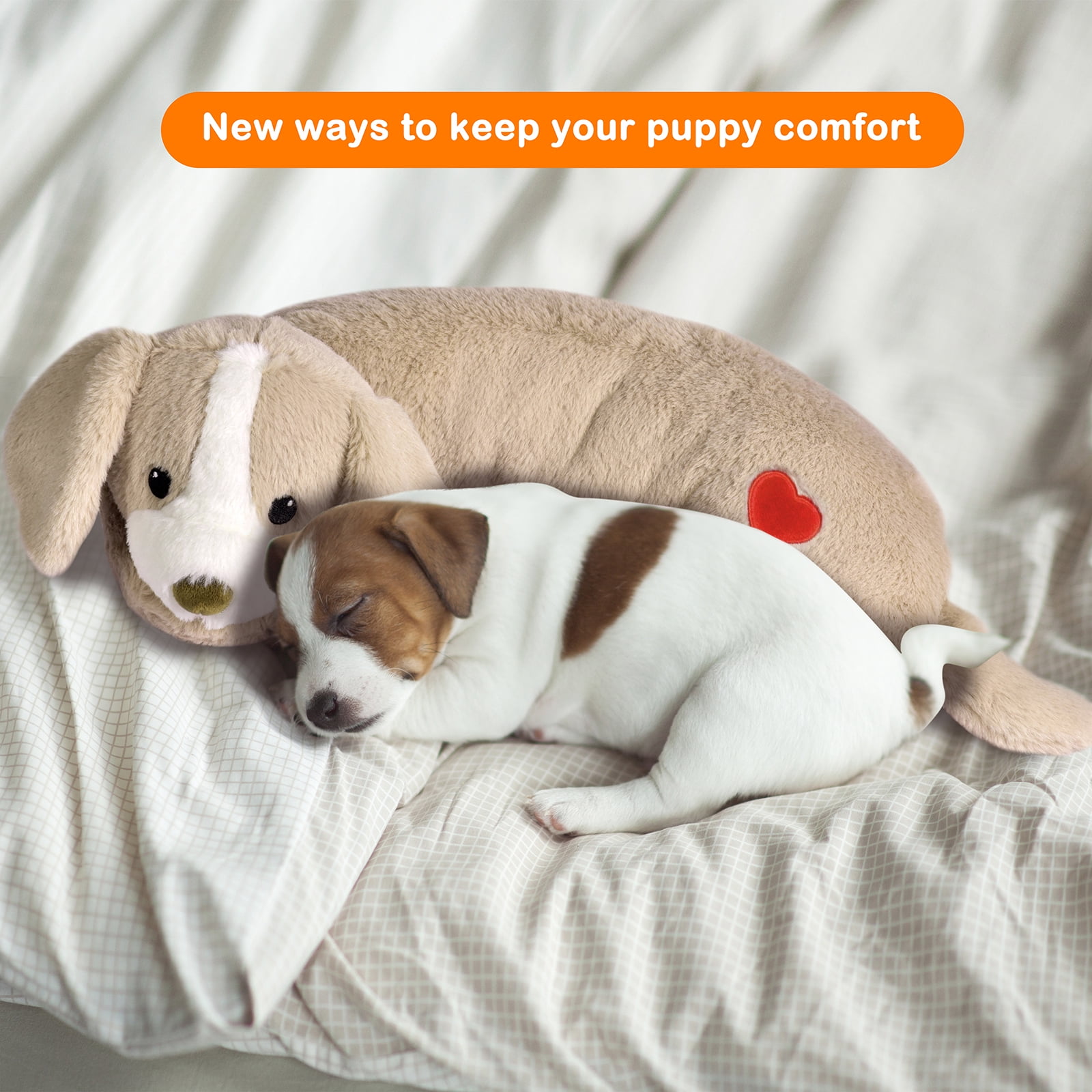 Moropaky Heartbeat Toy for Puppy Dog Pet Anxiety Relief Sleep Aid Cuddle Comfort Calming Crate Kennel Training, Puppy Essentials Brown