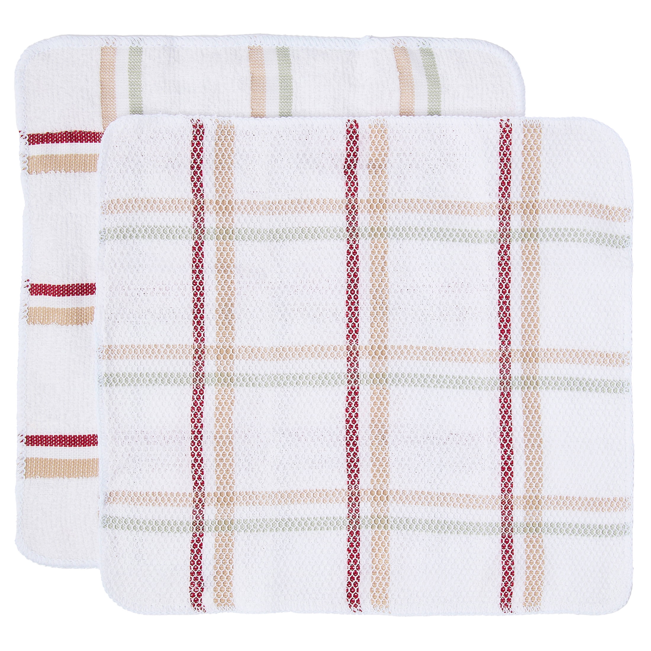Mainstays 4-Piece Kitchen Scrubber Dishcloth Set, Tan Stripe